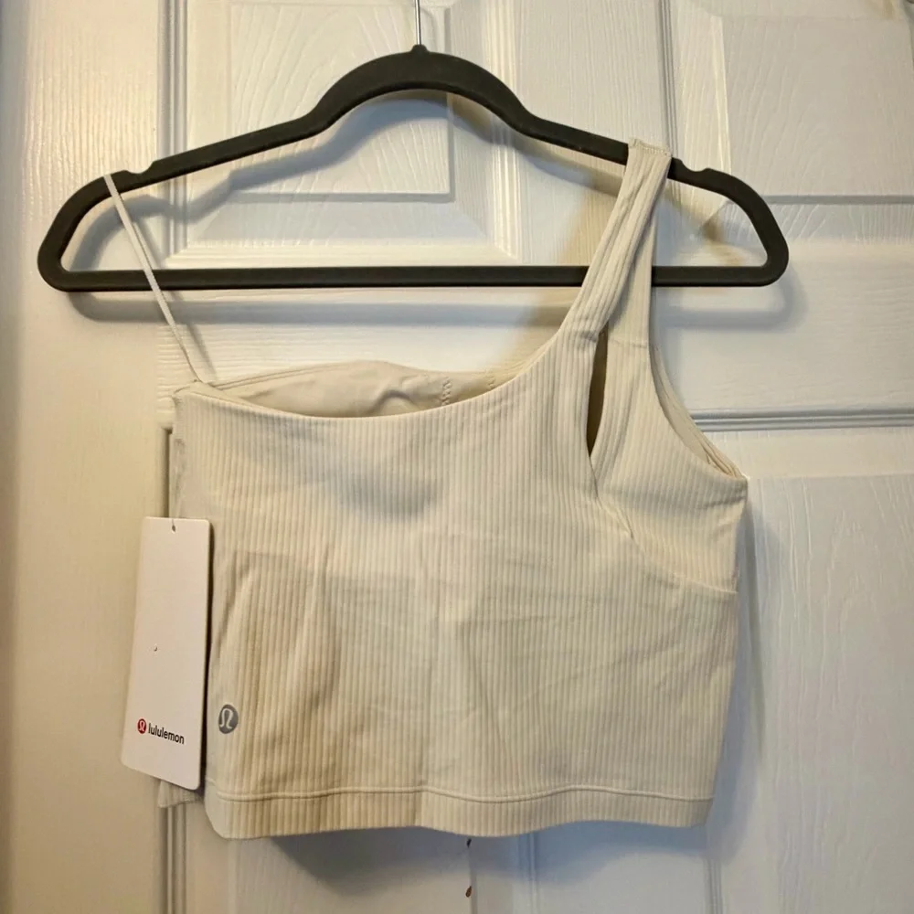 NWT Lululemon Ribbed Nulu Asymmetrical Yoga Tank Top in Bone - Picture 6 of 11